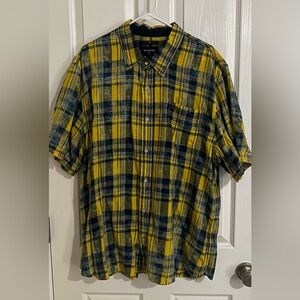 True Religion Yellow and Blue Checkered Men's Shirt